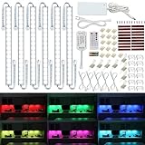 Under Cabinet LED Lights Kit. RGB Color Changing & Super Bright White Lighting. Dimmable with Remote. 6 pcs Linkable LED Light Strips with Power Supply, Extension Cords. Plug in. Max 24W. RGB + 5000K.