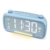 Mesqool Digital Alarm Clock with 2 USB Chargers,Bluetooth Speaker, FM Radio,Night Light,5-Level Dimmer,Adjustable Volume,12/24H,Snooze,Battery Backup,Loud Clock Radio for Heavy Sleepers Adults