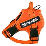 VOOPET Service Dog Harness, Emotional Support Pet Vest Harness, Reflective Breathable and Adjustable No-Pull ESA Dog Harness for Small Medium Large Dogs (with 4 PCS Removeable Tags)