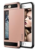Vofolen Case for iPhone 8 Plus Case Wallet Credit Card Holder ID Slot Sliding Cover Hidden Pocket Dual Layer TPU Bumper Armor Anti-Scratch Protective Hard Shell Case for iPhone 8 Plus 7 Plus Rose Gold