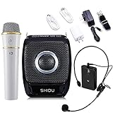 Portable PA System, Bluetooth Speaker with Microphone, 2 Mic and Speaker Portable & Rechargeable, Wireless Voice Amplifier 25 Watts for Teachers, Tour Guides etc S92