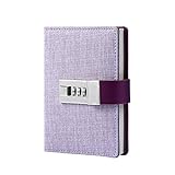 CAGIE Lock Journal Combination Lock Writing Travel Diary a7 Mini Notebook Purple