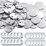 300 Pieces Blank Button Making Supplies Round Badge Button Parts Metal Button Pin Badge Kit for Button Maker Machine, Including Metal Shells Back Cover and Clear Film (Tinplate,1.46 Inch)