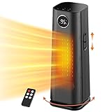 Wind Talk Space Heater for Indoor Use, 1500W Electric Oscillating Portable Ceramic Tower Heater with Remote, Thermostat, 24Hrs Timer, Wind Direction Adjust, Quiet Room Heater Safe for Office Bedroom