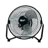 Comfort Zone CZHV9B 9” 3-Speed Cradle Floor Fan, 180-Degree Adjustable Tilt, All-Metal Construction, Convenient Carry Handle, and Rubber Feet for Stability, Black