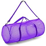 Champion Sports Mesh Duffle Bag with Zipper and Adjustable Shoulder Strap, 15” x 36”, Purple - Multipurpose, Oversized Gym Bag for Equipment, Sports Gear, Laundry - Breathable Mesh Scuba and Travel Bag