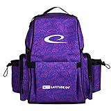 Latitude 64 Swift Disc Golf Backpack | Frisbee Disc Golf Bag with 15+ Disc Capacity | Introductory Disc Golf Backpack | Lightweight and Durable | Discs and Water Bottles not Included (Purple Graffiti)