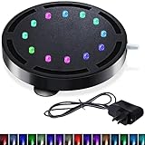 HOFOME 4.92' LED Aquarium Light for Fish Tank, Air Stone Disk Lamp, Submersible Aquarium Light for Plants, Fish Tank Decorations, Underwater Round Small Bubbles Lamp Without air Pump