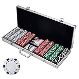 Poker Chip Set for Texas Hold’em, Blackjack, Gambling with Carrying Case, Cards, Buttons and 500 Dice Style 11.5 Gram Casino Chips by Trademark Poker
