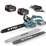 KTYU 42V Cordless Chainsaw 16' and 18', Electric Battery Powered Chain Saw with Quiet Auto-oiling & Tool-less Tensioning for Wood Cutting/Logging/Tree Trimming, 2x4.0Ah Batteries Included