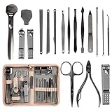 Professional Manicure Set and Nail Clippers Pedicure Kit 18 in 1,Stainless Steel Material Cuticle Trimmer, Cutter File Sharp Scissors Grooming Tools for Home with Leather Case