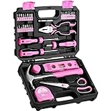 DEKOPRO Tool Set for Women: Pink Tool Set for Home Repair, Womens Tool Kit for All Purpose 42 Piece