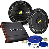 KICKER 2 12' Comp Subwoofers and a Crunch PX2000.1D 2000 Watt Max Amp + Amp Wire kit Package