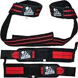 Wrist Wraps + Lifting Straps Bundle (2 Pairs) for Weightlifting, Cross Training, Workout, Gym, Powerlifting, Bodybuilding-Support for Women & Men,Avoid Injury During Weight Lifting-Red