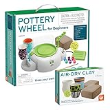 MindWare Pottery Wheel for Kids and Beginners with Air-Dry Clay Refill - Great for Introduction to Crafts and Home Activities