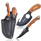 Maxam Fixed Blade Hunting Knife Set – Full Tang - 6 Inch Skinning Knife & 7 Inch Caping Knife -Includes Sheath - 2-Pieces