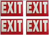 Exit Sign Glow-in-The-Dark Exit Sign, 12 by 8 Inches, Photoluminescent By natraco (4 Pack)