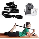 Slim Panda Stretching Strap with 10 Loops for Stretching, Pilates, Leg Stretch, Non-Elastic Yoga Strap with Exercise Guide Book, Yoga Stretch Strap for Physical Therapy, Flexibility, Gymnastics