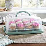 Magnolia 2in1 Cupcake Carrier and Cake Keeper with Lid, Cupcake Box to Fit 12, Sturdy, BPA-Free Cupcake Holder with Two Secure Side Closures, Dishwasher Safe (R40-88857)