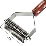 MEETWIN Undercoat Grooming Rake, Dematting Stripper, Tool, Combs for Medium to Large Dogs, Cats, Stainless Steel Combines with Solid Wooden Handle