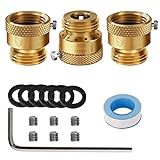 3 Pack SUNROAD Lead-Free Brass 3/4' Inch MHT Hose Bibb Connector Backflow Preventer Vacuum Breaker,Check Valve For Garden Spigot RV Hose Connection,Anti-Siphon Fitting with extra set screws