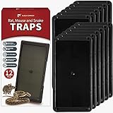 LULUCATCH Super Glue Traps 12 Pack for Mice & Snakes, Larger, Heavier Sticky Traps with Non-Toxic Glue. Sticky Mouse Traps Indoor, Easy to Set, Safe to Children & Pets