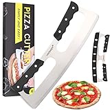 Sharp Pizza Cutter Rocker 14 inch with Double Handles and Protective Cover, Good for Kitchen Dining Room By HAONAZY