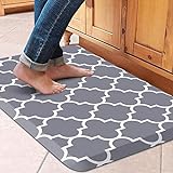 WISELIFE Kitchen Mat and Rugs Cushioned Anti-Fatigue Kitchen mats ,17.3'x 28',Non Slip Waterproof Kitchen Mats and Rugs Ergonomic Comfort Mat for Kitchen, Floor Home, Office, Sink, Laundry , Grey
