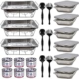 Chafing Dish Buffet Set Disposable, Buffet Servers and Warmers, Buffet Serving Kit, Food Warmers Trays, 9x13 Wire Racks, Pans, Food Pans, Serving Utensils, Fuel, Chafing Dish Set for Parties, Catering