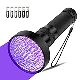 UV Flashlight Black Light, 100 LED 395nm UV Blacklight Flashlight with 6 AA Batteries, Coquimbo Dog Cat Urine Detector for Pet Urine, Bed Bug, Dry Stains, Kitchen Cleaning and Scorpion Hunting