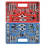 Anfrere 80pcs Tap and Die Set, SAE & Metric Tap Die Wrench Set, Metric Standard M3 to M12 Coarse Fine Rethreading Threads Bits for Cutting External and Internal Threads, NC, NF, NPT Repair Tools