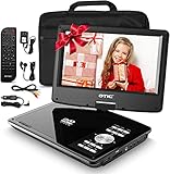 OTIC 12' Portable DVD Player with Bluetooth Function, 10.1' HD Swivel Display Screen, 5 Hour Rechargeable Battery, Support CD/DVD/SD Card/USB, Car Headrest Case, Car Charger