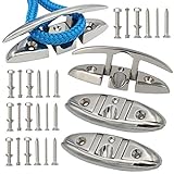 VEITHI 5inch 316 Stainless Steel Folding Cleat, Boat Flip Up Cleat Dock w/Fasteners (4 Pack)
