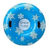 Adult Sled Snow Tubes for Sledding Heavy Duty, Upgrated 48 inch Inflatable Snow Sled for Adult with Handles Made by Thickening Material of 0.8mm wear-Resistant Snowflakes for Winter Outdoor Sports