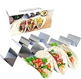 Taco Holder - Taco Holders, Stainless Steel with Free Recipe Ideas - Taco Trays - Taco Stand Up Holder - Taco Stand - Taco Plates - Holds 3 Tacos - Dishwasher, Oven and Grill Safe (4 Pack)