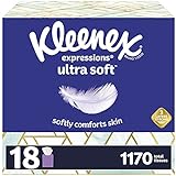 Kleenex Expressions Ultra Soft Facial Tissues, 65 Count (Pack of 18) (1,170 Total Tissues)