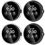 [4 Pack] Case for Google Pixel Watch Screen Protector, Soft TPU Full Around Protective Cover Bumper Google Pixel Watch Accessories (Black/Black/Clear/Clear)
