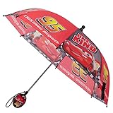 Disney Kids Umbrella, Lightning or Mickey Mouse Toddler and Little Boy Rain Wear, Red, Age 3-6
