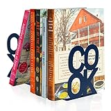 Book Ends Cookbook Holder Metal Support Bookends Stand Unique Classic Creative for Cook Books Bookracks Home Kitchen Decor Counter Desk Organizer Housewarming Gift (Prussian Blue)