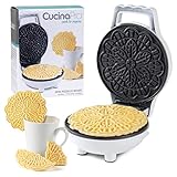 Mini Electric Pizzelle Maker - Makes One Personal Tiny Sized 4' Traditional Italian Cookie in Minutes- Nonstick Easy to Use Press - Recipes Included- Must Have Dessert Treat for Holiday Baking or Gift