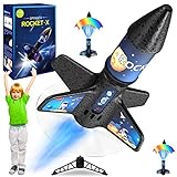 Tafatee Electric Rocket Launcher Outside Toys for Kids Ages 8-12 Shoot Up to 164 Ft with 3 Rocket Stickers Parachute Safe Landing Self-Launching Outdoor Rocket Kit Toys Christmas Birthday Gift