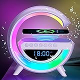 ZOOPEEN White Noise Machine Alarm Clocks for Bedroom,Bluetooth Speakers Ambient Lighting Night Light with 15W Wireless Charger,Sleep Sounds Sound Machine for Bedside Lamp,Teenage Boys Girls Gifts