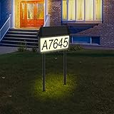 Solar Address Sign House Numbers for Outside, LED Illuminated Outdoor Address Plaque, Strong Double Stakes, 3-Color in 1 Waterproof for Outside Home, House, Street, Driveway