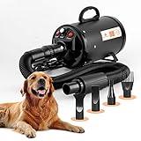 Dog Hair Dryer Blower for Grooming - Professional High Velocity 4.5HP Blow Dryer for Dogs - Pet Dryer Adjustable Heat Low Noise Quiet Air Flow