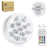 Hita Submersible Led Lights, Waterproof Pool Lights with Magnets/Suction Cups, 13 Lamp Beads 3.3” Battery Underwater Led Lights, 16 Changeable Colors for Pond, Bathtub, Party, Fountain, Aquarium