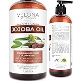 Jojoba Oil - 16 oz (With Pump) | 100% Pure and Natural | Golden, Unrefined, Cold Pressed, Hexane Free | Moisturizing Face, Hair, Body, Skin Care, Stretch Marks, Cuticles