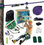 FAETKLC Zip Lines for Kids and Adult 65FT Pulley Zip Line Kit Zipline for Backyard Kids and Adults Ninja Obstacle Course for Kids Outside Outdoor Toys for Kids and Adults
