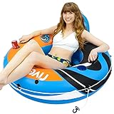 Sunlite Sports River Raft Inflatable Tube, Water Float to Lounge Above Lake and River, Outdoor Water Tube Sports Fun, Recreational Use, Two Grip Handles, Cup Holder, Grab Rope