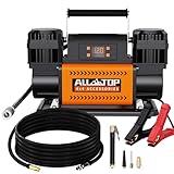 ALL-TOP 12V Air Compressor w/LCD Control Panel to Preset Target Pressure, 150PSI 12.35CFM Air Pump Inflator for Overland (Dual Cylinder)