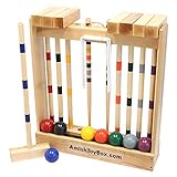 AmishToyBox.com Family Tradition 8-Player Croquet Set with Wooden Stand